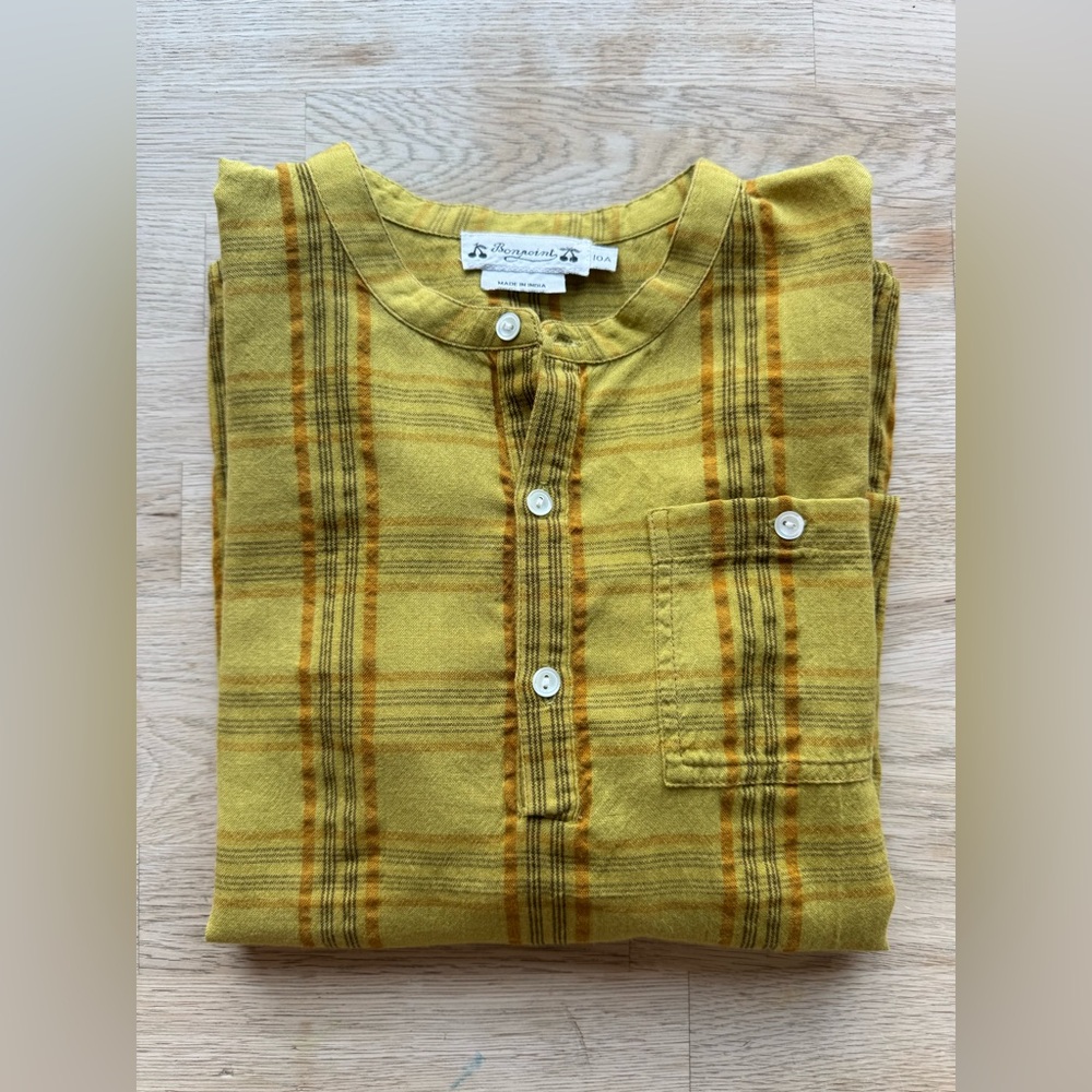 Bonpoint Plaid Shirt Yellow Size 10A